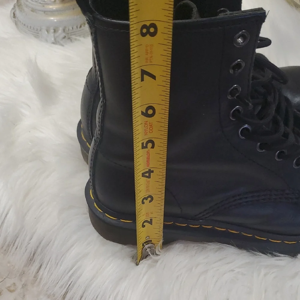 Dr. Martens Black Unisex Leather Boots with Yellow Accents - Picture 12 of 17